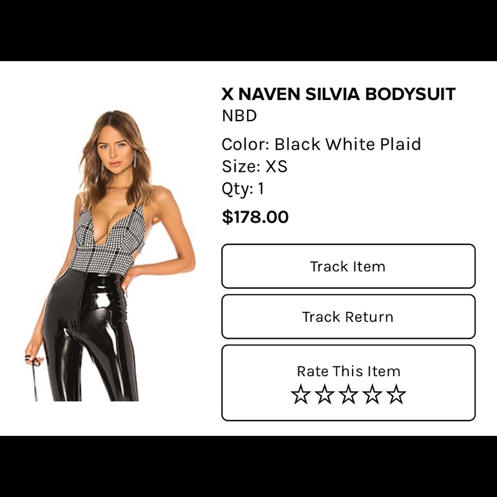 NBD plaid bodysuit